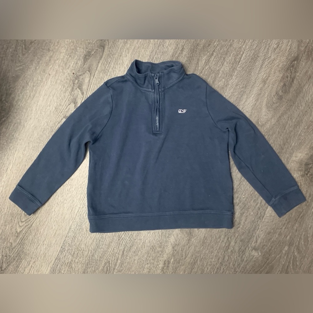 VINEYARD VINES 1/4 Zip Pullover Sweater Navy Blue Boys Size 7 Preppy Activewear